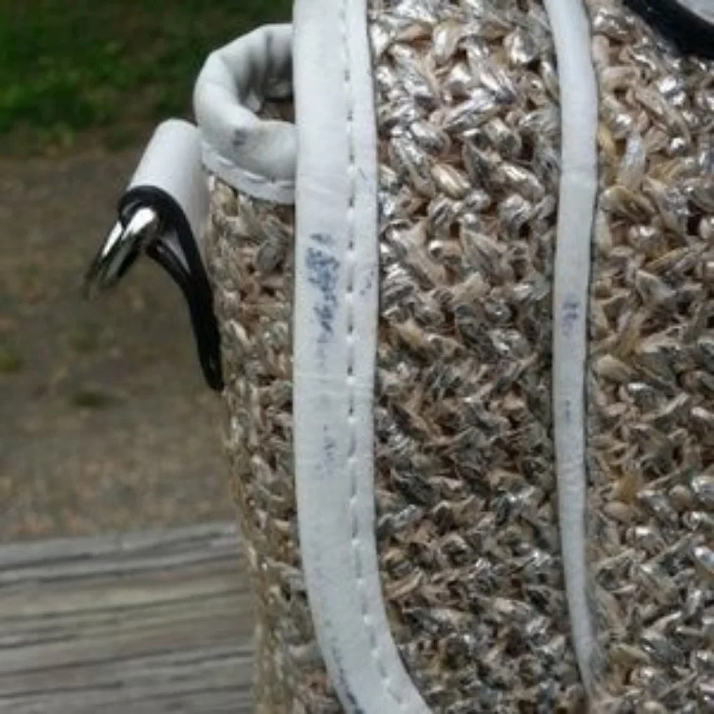 Relic silver white tan woven satchel handbag w/strap Perfect Summer Bag!